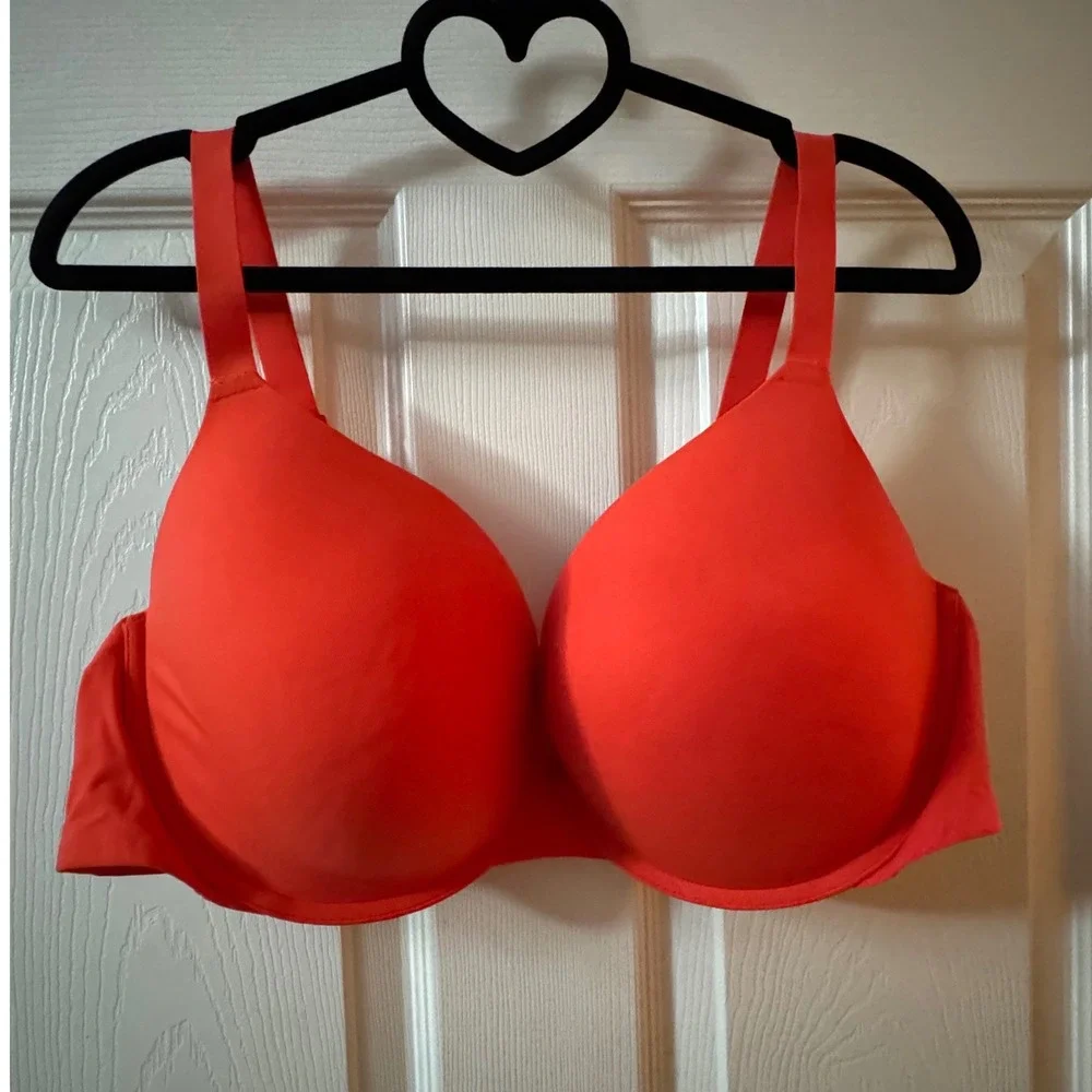 SKIMS Fits Everybody Push Up Demi‎ Bra BR-UWR-2295 Poppy Orange Size 44D New - Picture 4 of 6